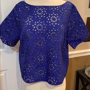 New Rita blue Banana republic eyelet top L